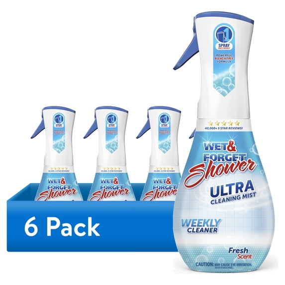 (6 pack) Wet & Forget Shower Ultra Cleaning Mist, Fresh Scent, 16.9 fl oz