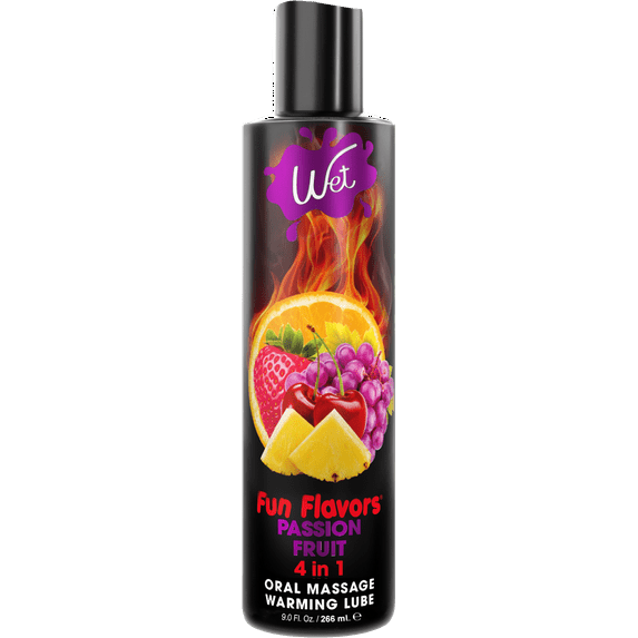 Wet Fun Flavors Passion Punch 4 in 1 Warming Flavored Edible Lube, Premium Personal Lubricant, 3 Oz