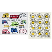 Wet-It! Swedish Treasures Dishcloth & Cleaning Cloth - Set of 2 - RV & Daisies - (Paper Towel Replacement)