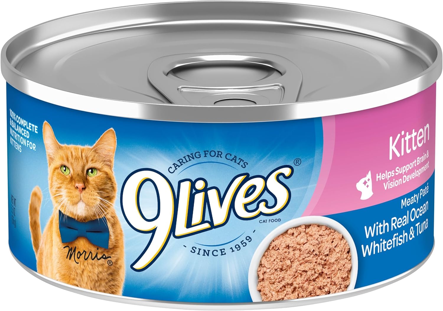Wet Kitten Food, Meaty Paté with Real Ocean Whitefish & Tuna, 5.5 Oz. Can, (Pack of 24