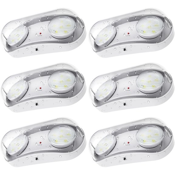 Wet Location Rated Outdoor Emergency Light,Waterproof Exterior Led Emergency Lights with Battery Backup,Adjustable Heads,Commercial Hardwired Emergency Lighting,UL Listed,120-347V (6 Pack)