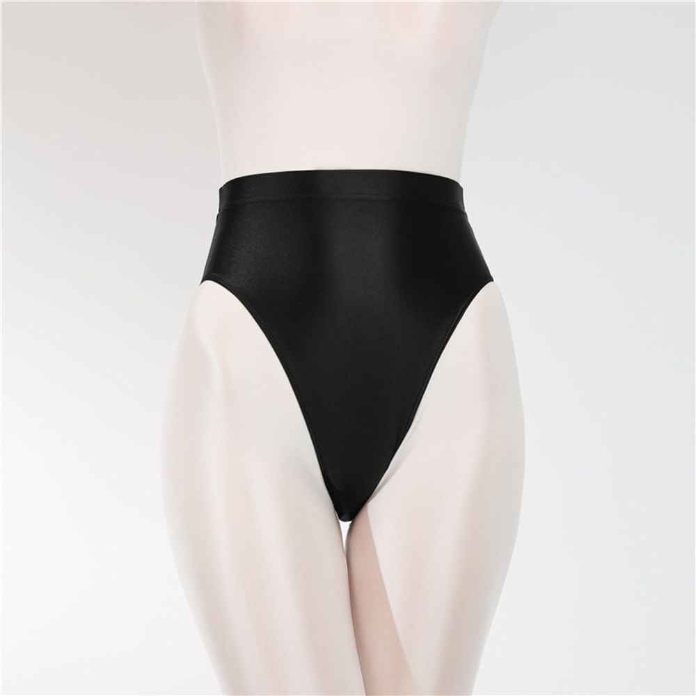 Wet Look Large Size High Waist Satin Shorts Shiny Women Panties Mens  Underwear Knickers Briefs BLACK XXL 