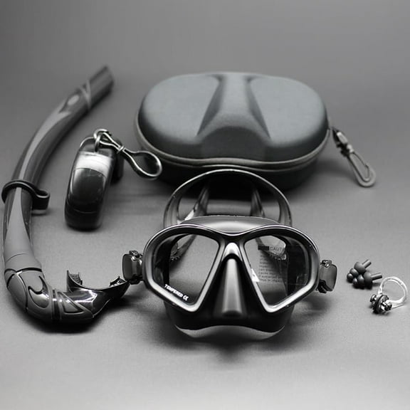 Wet Low Volume Freediving Mask Anti-Leak Tempered Glass Free Dive Mask J-Type Diving Mask Set with Camera Mount