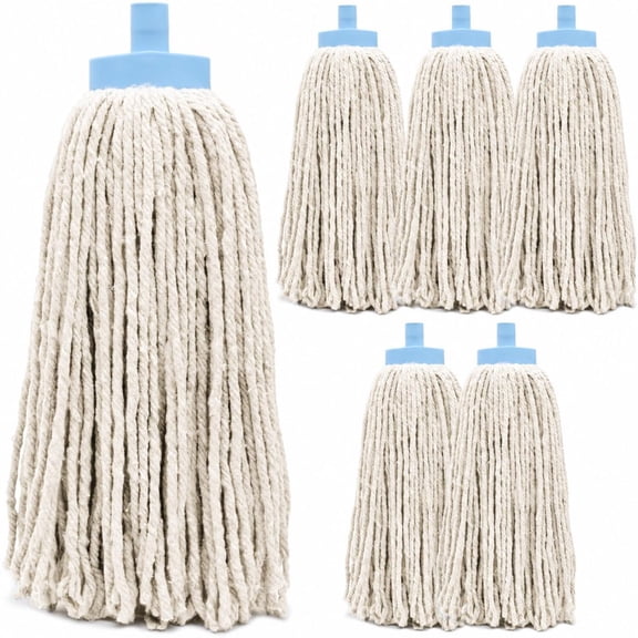 Wet Mop Replacement Head, Heavy Duty Cotton Blend, Screw-On Refills with Plastic Socket, Cut-End, for Home or Business,