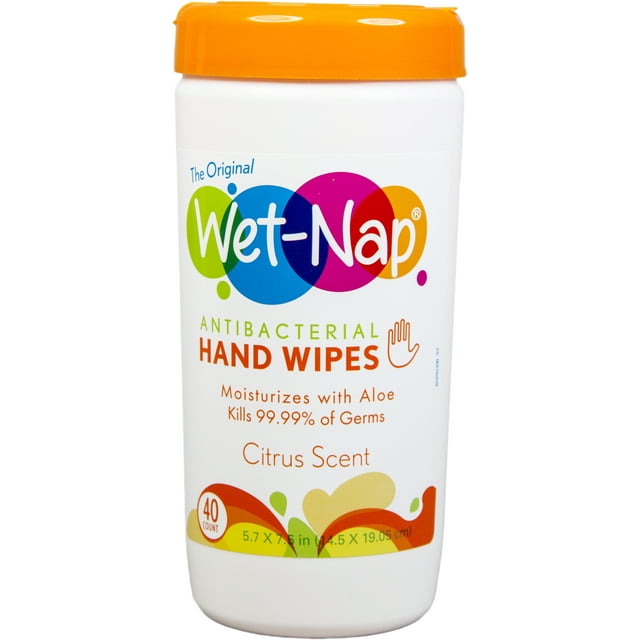 Wet-Nap Citrus Scent Antibacterial Hand Wipes, 40 sheets