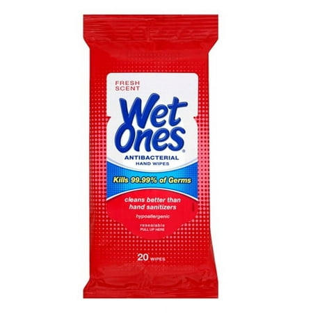 Wet Ones Antibacterial Fresh Scent Hand Wipes, 20 Ea, 3 Pack