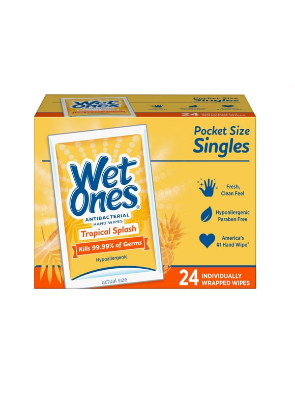 Wet Ones Antibacterial Hand And Face Wipes, Citrus Scent, Singles - 24 Ea