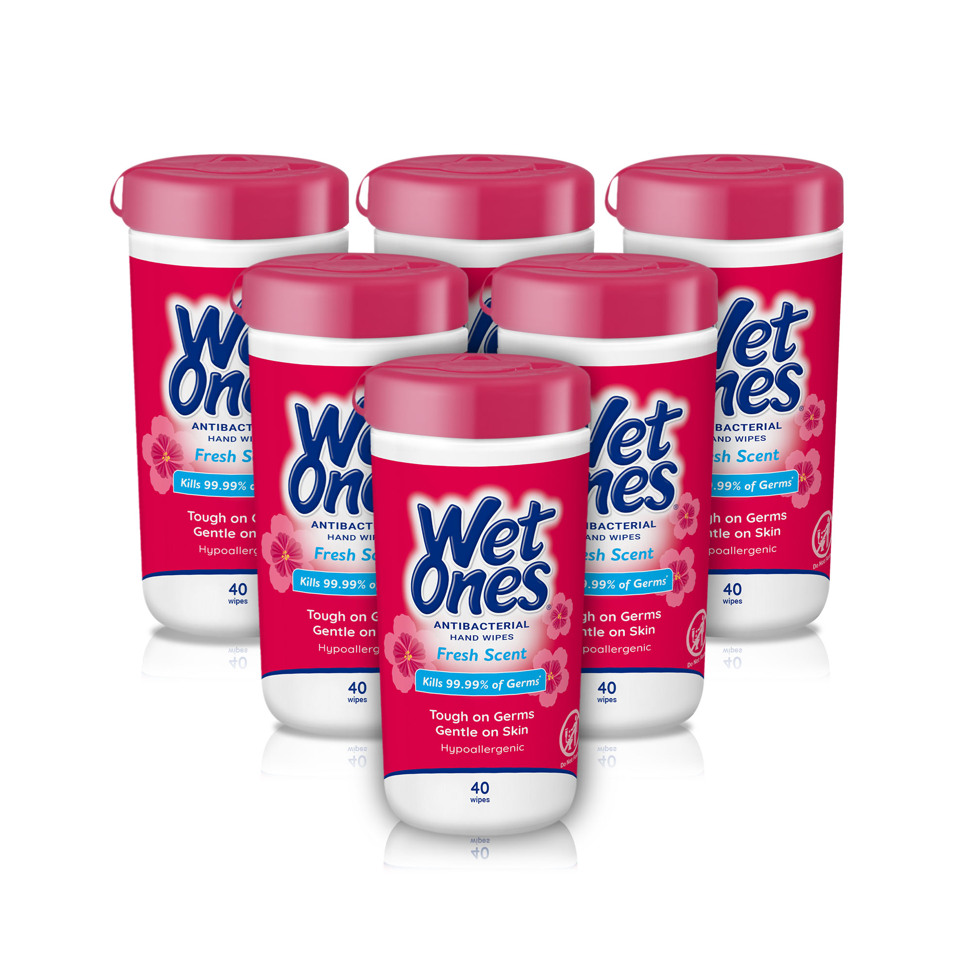 Wet Ones Antibacterial Hand Wipes Canister — Fresh Scent, 40 ct. Canister (6 pack) - image 1 of 11