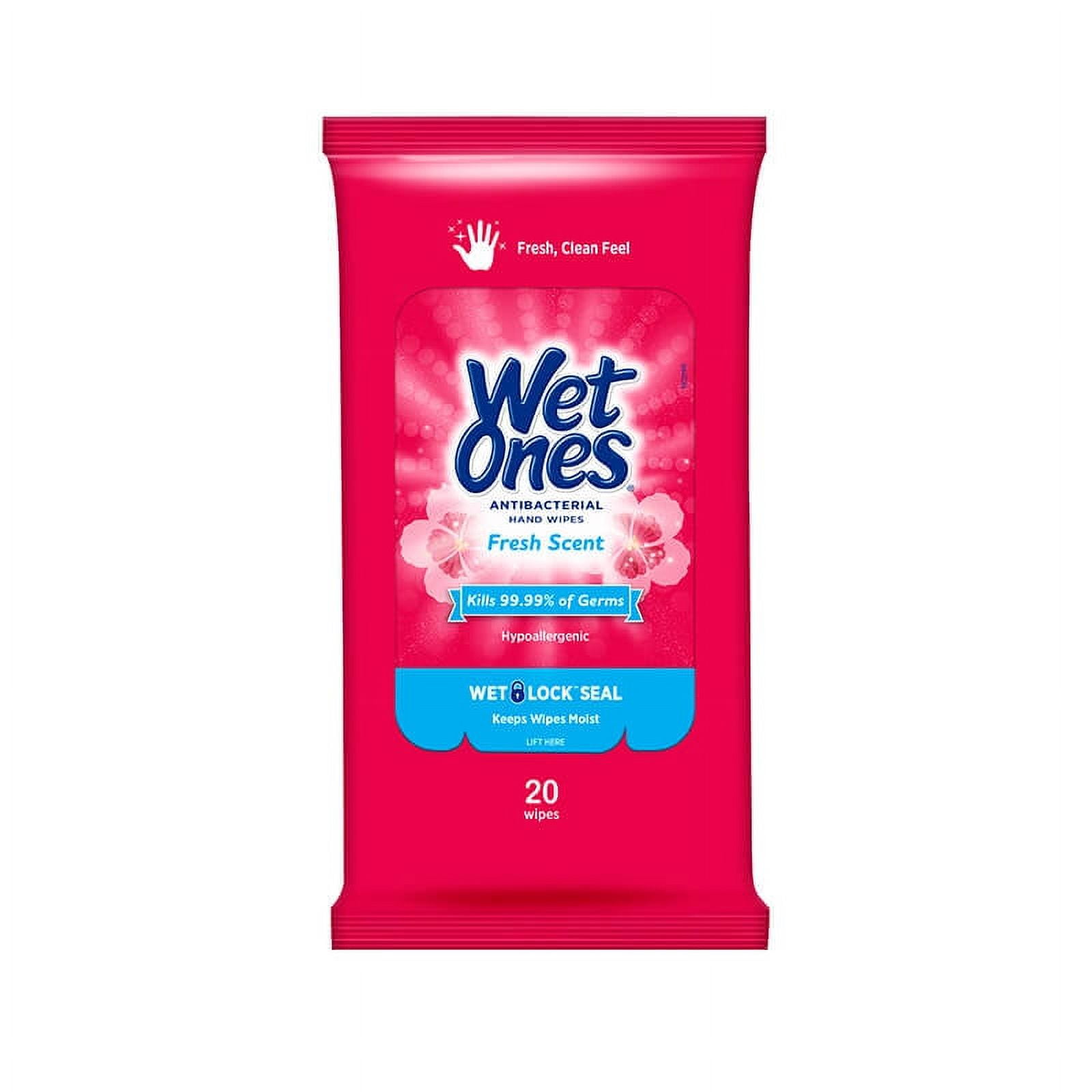 Wet Ones Antibacterial Hand Wipes, Fresh Scent, 10 Packs of 20 Wipes, 200 Wipes Total