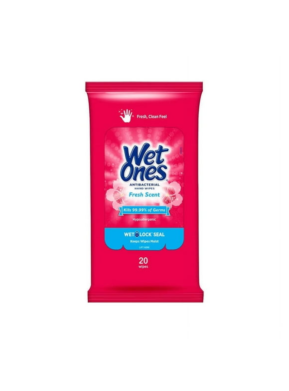 Wet Ones Antibacterial Hand Wipes, Fresh Scent, 20 Ct (2 pack)