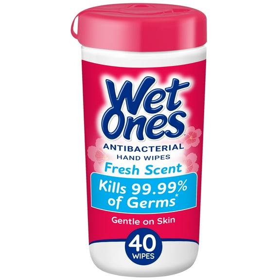 Wet Ones Antibacterial Hand Wipes, Fresh Scent, 40 Ct Canister, Hypoallergenic