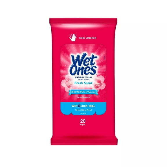 Wet Ones Antibacterial Hand Wipes Fresh Scent Travel Pack - 20 Count (Pack of 6)