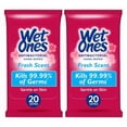 thumbnail image 1 of Wet Ones Antibacterial Hand Wipes, Fresh Scent, Travel Pack, Hypoallergenic - 20 Ct (2 pack), 1 of 6