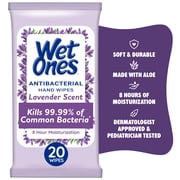 Wet Ones Antibacterial Hand Wipes, Lavender Floral Scent, 20 Ct Travel Pouch, 8 Hour Moisturization