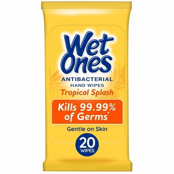 Wet Ones Antibacterial Hand Wipes Travel Pack, Tropical Splash Citrus Scent, 20 Count