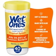 Wet Ones Antibacterial Hand Wipes, Tropical Splash Citrus Scent, 40 Ct Canister, FSA/HSA Eligible