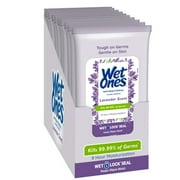 Wet Ones Antibacterial Lavender Scent Hand Wipes 20 Ct Travel Pouch, Case of 10 packs, Kills Germs, 8 Hour Moisturization