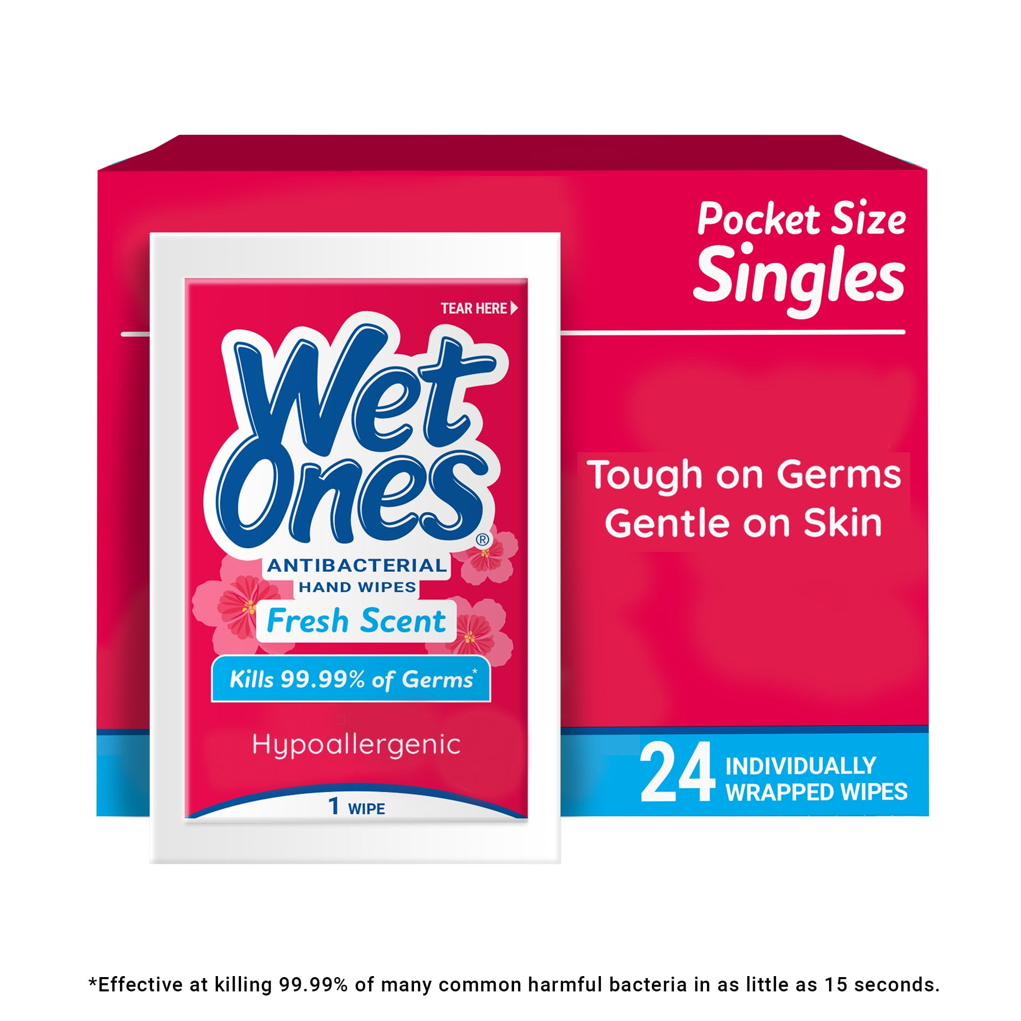 Wet Ones Antibacterial Hand Wipes Fresh Scent 24 Ct Individually Wrapped Hand Wipes