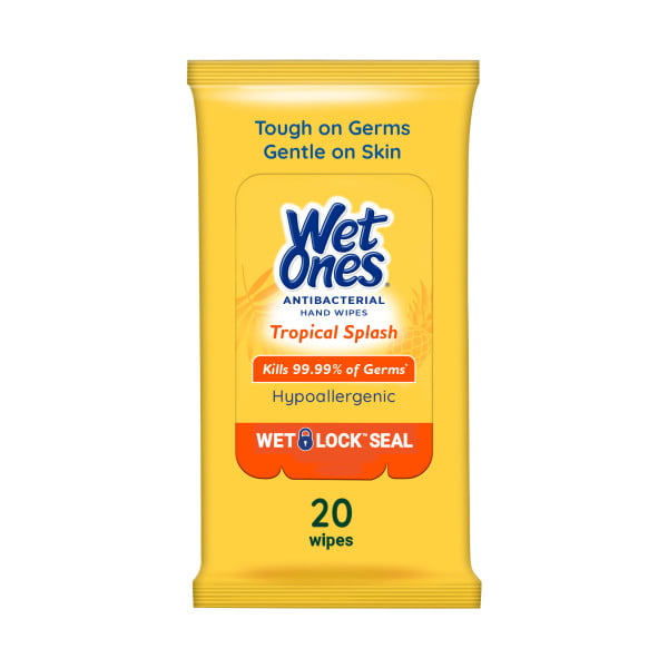  Wet Ones Antibacterial Hand Wipes, Tropical Splash - 20 ct.  Size Wipes (10 Pack) : Health & Household