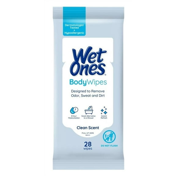 Wet Ones Body Wipes Clean Scent 28 Count, 1 Ea, 2 Pack