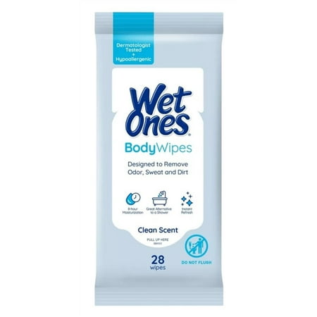 Wet Ones Body Wipes Clean Scent 28 Count, 1 Ea