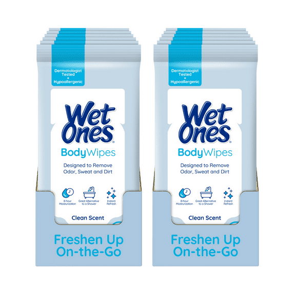Wet Ones Body Wipes Clean Scent Body Cleansing Wipes, 28ct (6 pack) (Pack of 2)