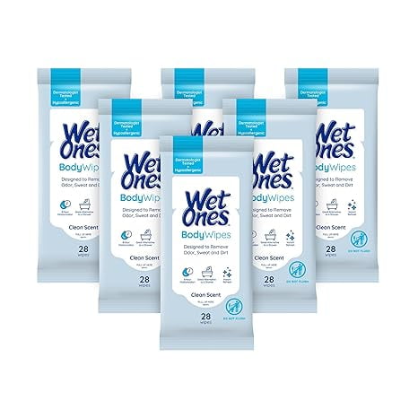 Wet Ones Body Wipes Clean Scent Body Cleansing Wipes Travel Size Wipes 28 ct. 6 pack