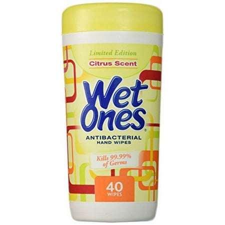 Wet Ones Citrus Scent Antibacterial Hand Wipes, (Five Total Canisters)