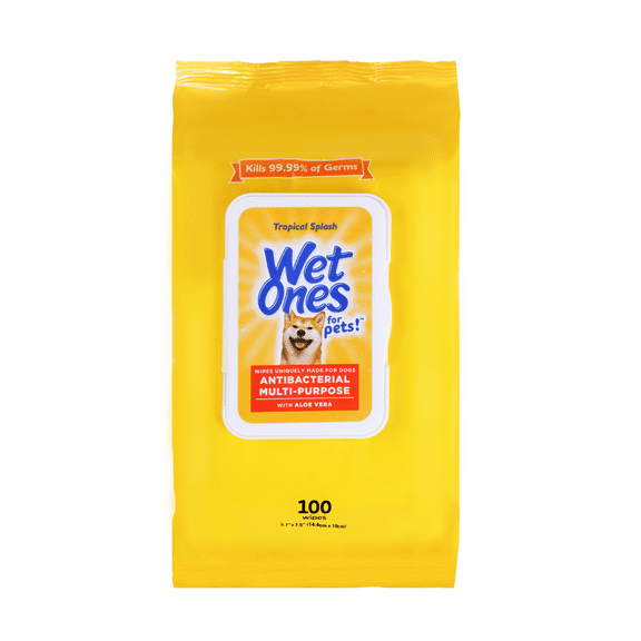 Wet Ones For Pets!, Antibacterial Multi-Purpose Wipes, for Dogs, Tropical Splash, 100 Wipes