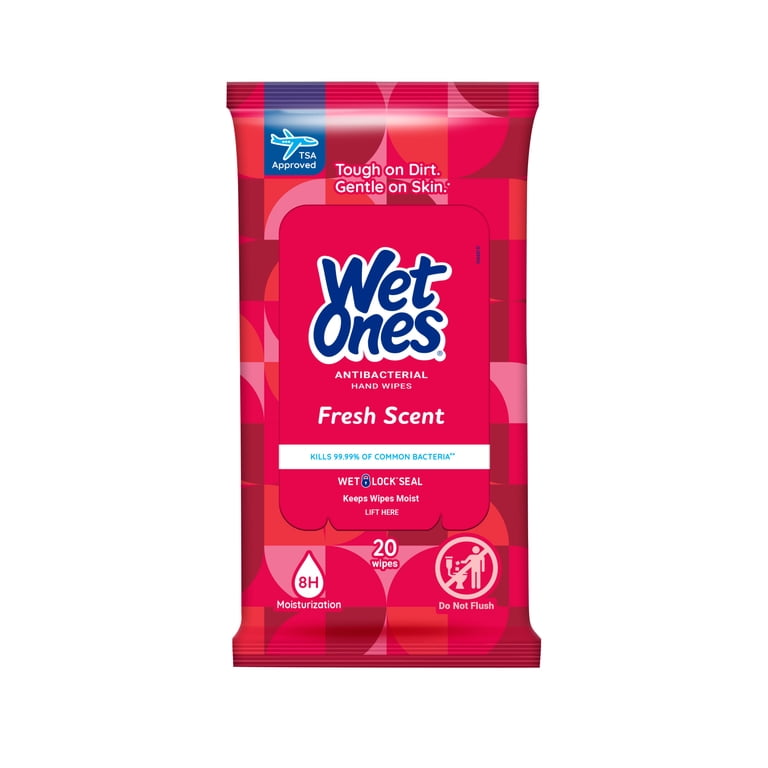Wet Ones Antibacterial Hand Wipes, Fresh Scent, 20 Count Travel
