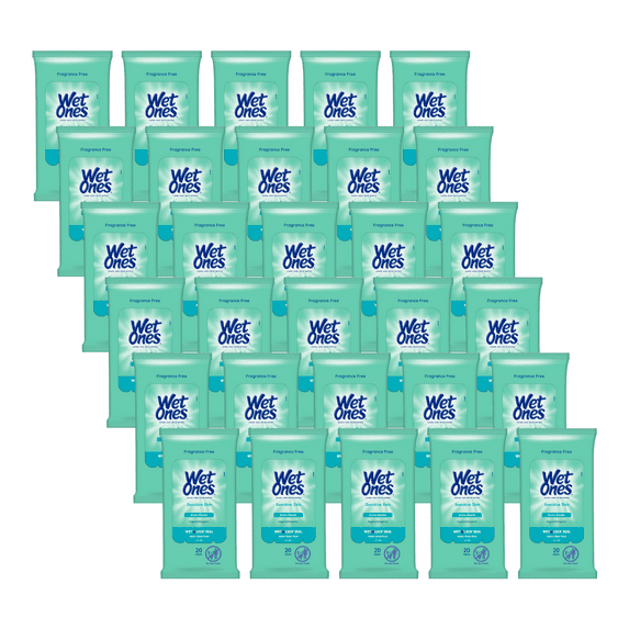 Wet Ones Hand Wipes Travel Pack, Sensitive Skin, 20ct (Pack of 30)