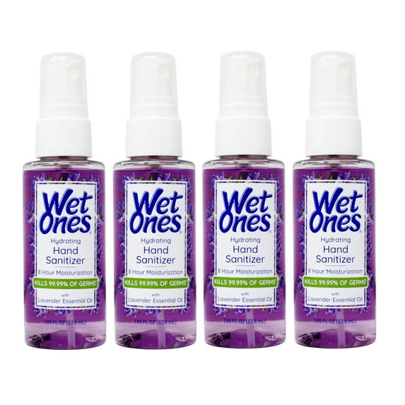 Wet Ones Hydrating Hand Sanitizer Mist, Lavender Scent, Travel Size, 1.95 oz - Pack of 4