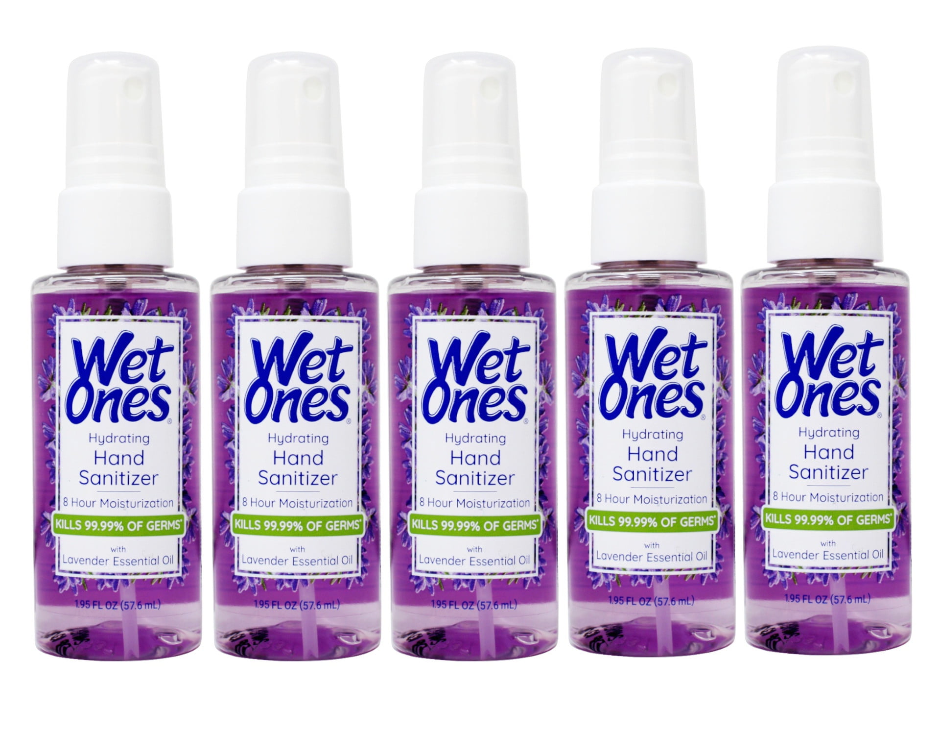 Wet Ones Hydrating Hand Sanitizer Mist, Lavender Scent, Travel Size, 1.95 oz - Pack of 5