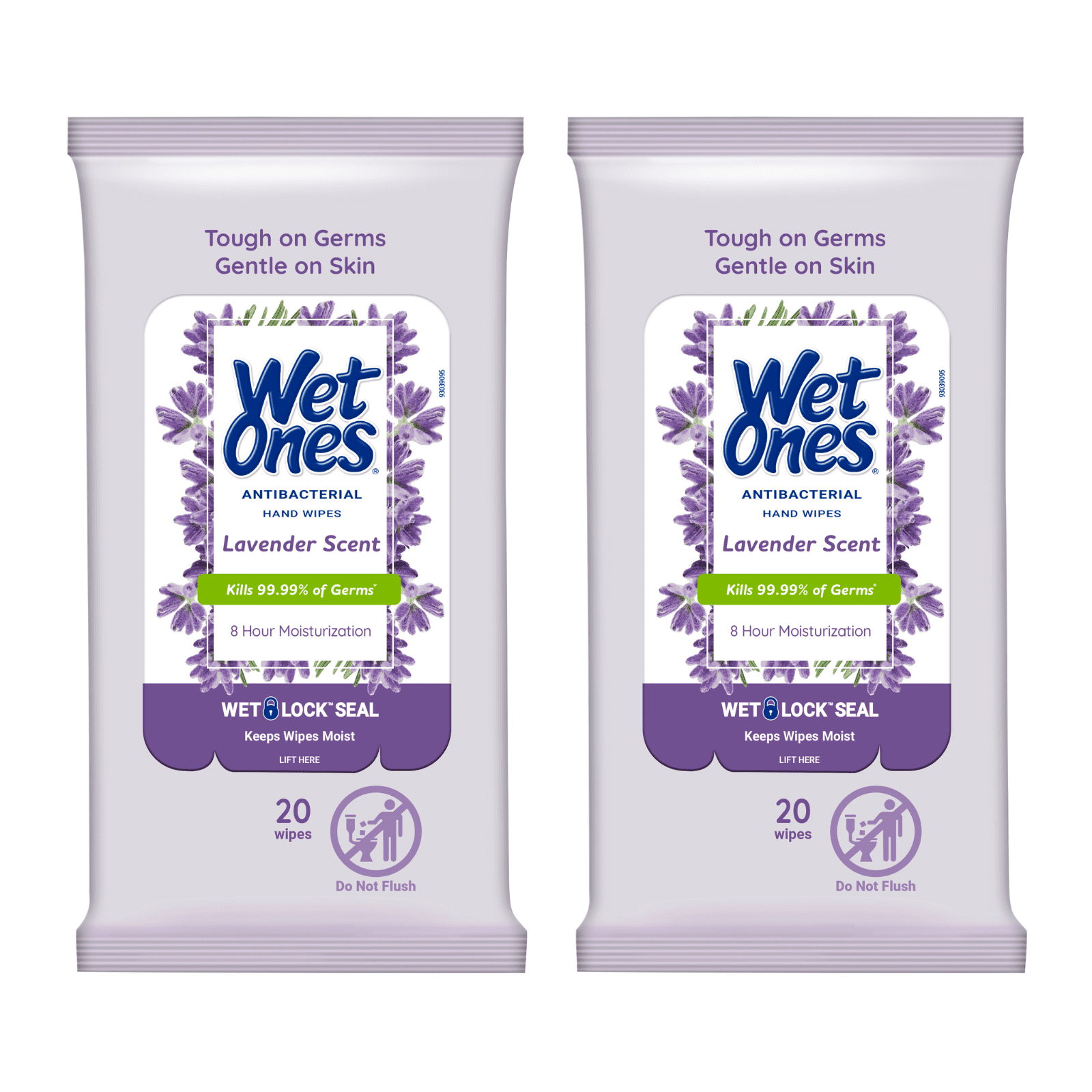 Wet Ones Lavender Scent Antibacterial Travel Pack, 20ct (Pack of 2)