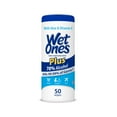 thumbnail image 1 of Wet Ones Plus Alcohol Hand Sanitizing Wipes Canister, 50 Wipes Ct, Unscented, 0.8 lbs, 1 of 11