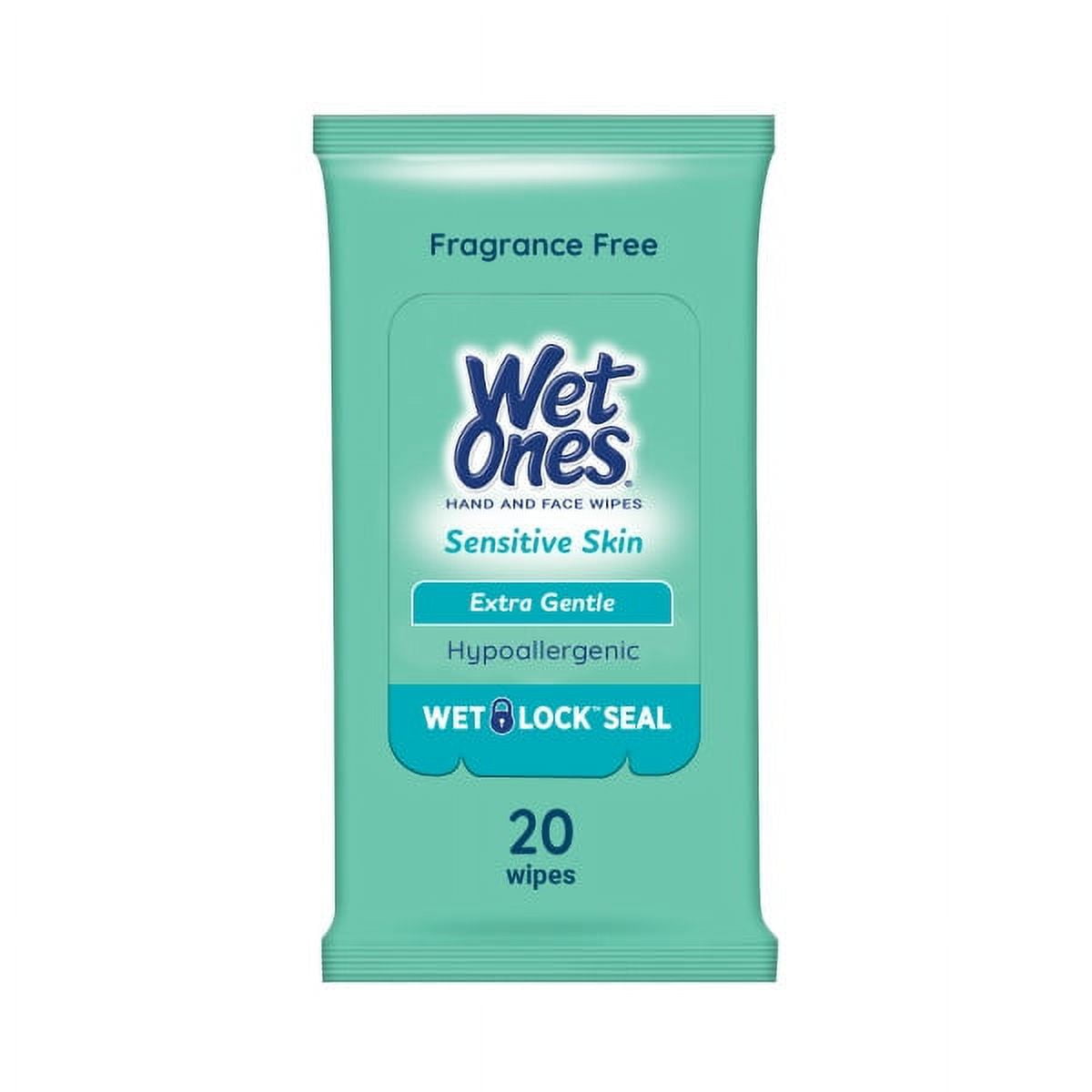Wet Ones Sensitive Skin Fragrance Free Hand Wipes Travel Pack, 20 ct