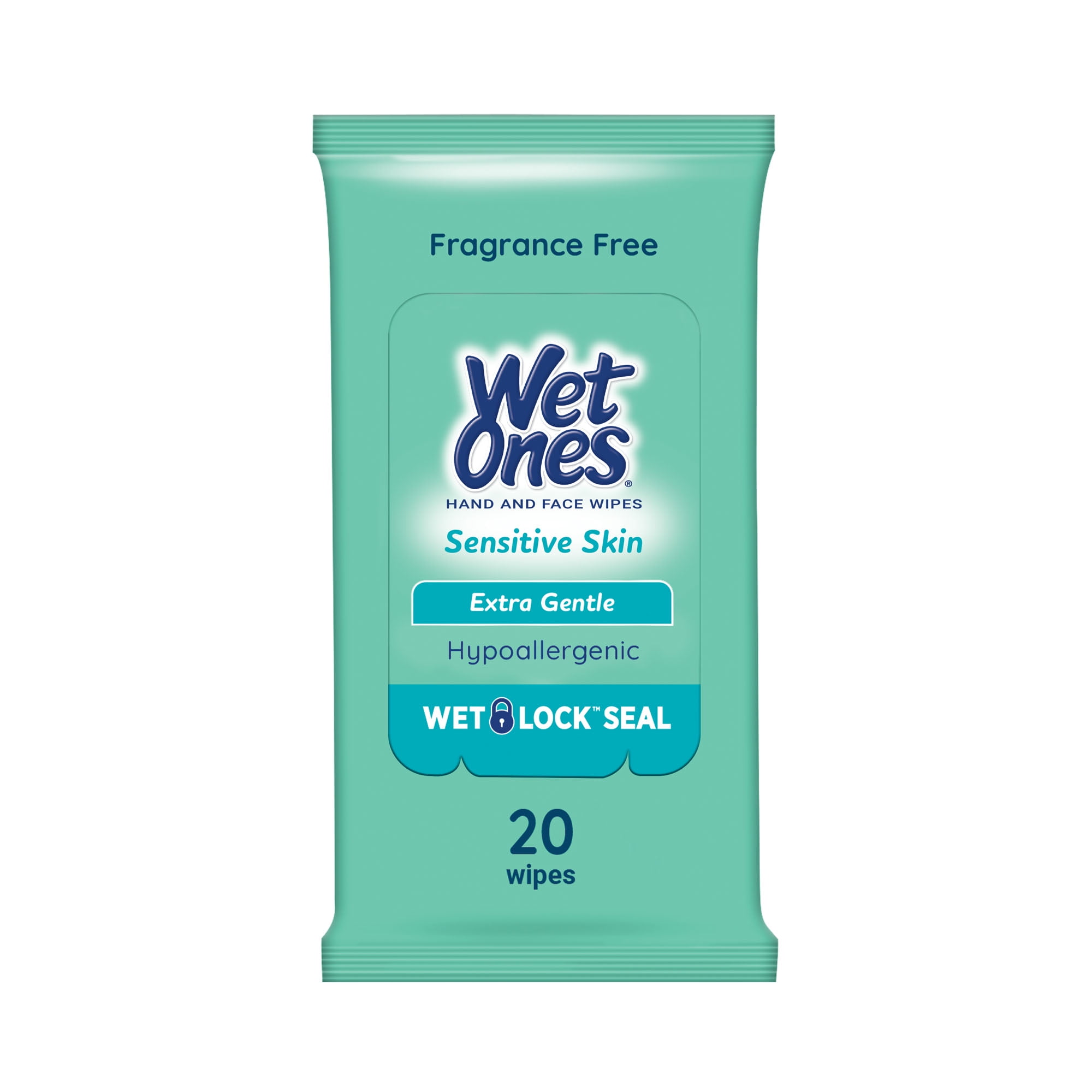 Wet Ones Sensitive Skin Hand Wipes, Fragrance Free, 20 Ct Travel Pack, Hypoallergenic