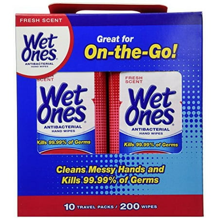 Wet Ones Travel Packs Fresh Scent 10 Packs, 200 Wipes