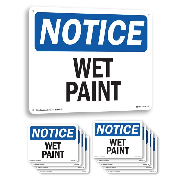 Wet Paint OSHA Notice Aluminum Sign 10 Inch x 7 Inch - 10 Pack