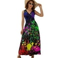thumbnail image 1 of Wet Paint Retro Color Splash Dress Fashion Boho Beach Long Dresses Female Party Printed Maxi Dress, 1 of 9