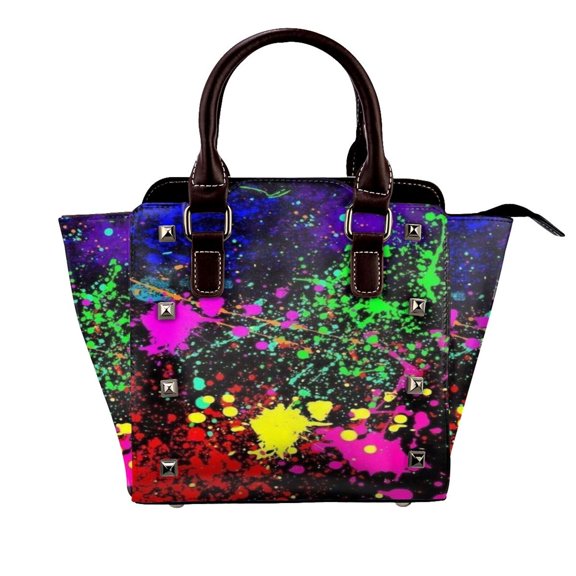 Wet Paint Retro Color Splash Rivet Fashion One-Shoulder Women's Handbag Tote Bag