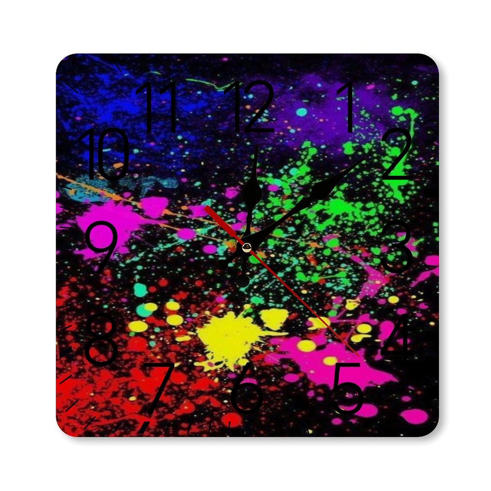 Wet Paint Retro Color Splash Wall Clock Silent Non-Ticking For Home ...