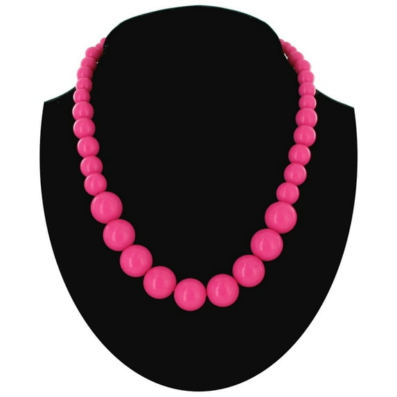 Wet Seal Ladies Hot Pink Graduated Lucite Beaded Close-Fitting Choker Necklace 16" Ladies Adult Female Women