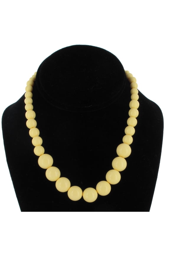 Light Pastel Butter Yellow Graduated Beaded Close-Fitting Choker Necklace 16" Ladies Adult Female Women