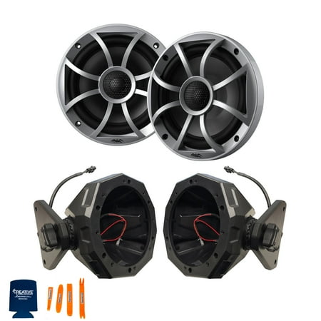 Wet Sounds 1-Pair RECON 6-S Marine Speakers with SSV JJL-CS65 JEEP 2017-up 4-door JL 6.5" Swivel Cage Pods