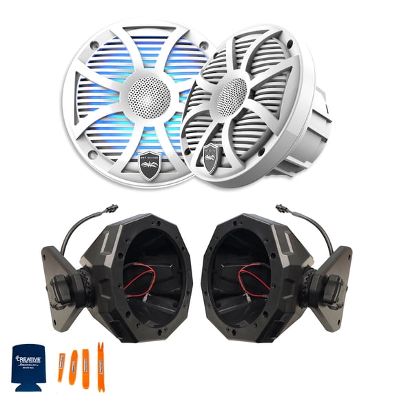 Wet Sounds 1-Pair REVO6-SWW Marine Speakers with SSV JJL-CS65 JEEP 2017-up 4-door JL 6.5" Swivel Cage Pods