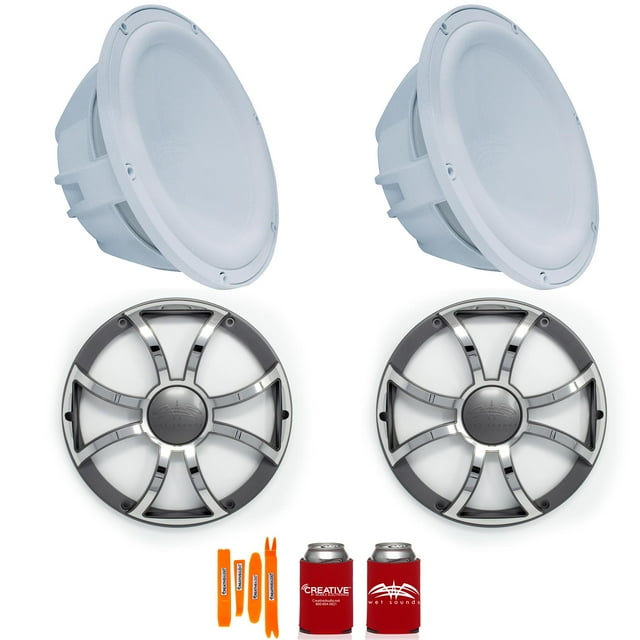 Wet Sounds REVO 8-XSS Marine Speakers (Renewed) - 8 Inch Coaxial LED Silver Grille Pair