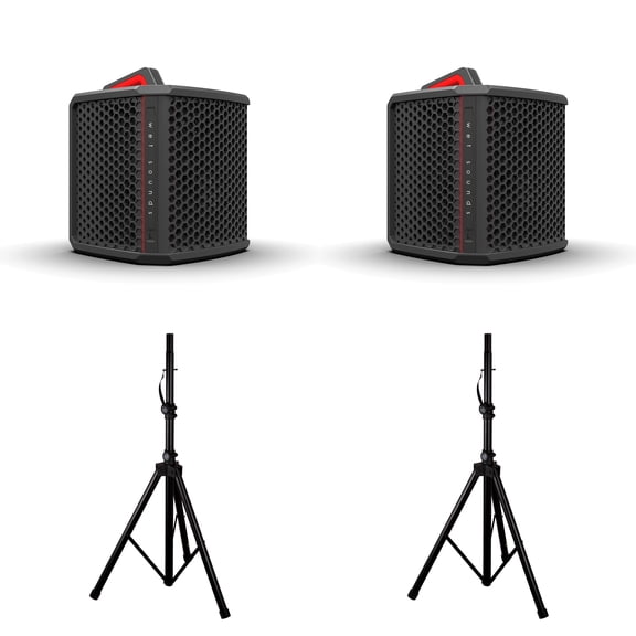 Wet Sounds (2) WS-L - High Performance Portable Party Speaker, Weather Resistant, 126 dB with (2) Electro-Voice TSS-1 Speaker Stand, 44- 70", 150 lb Capacity