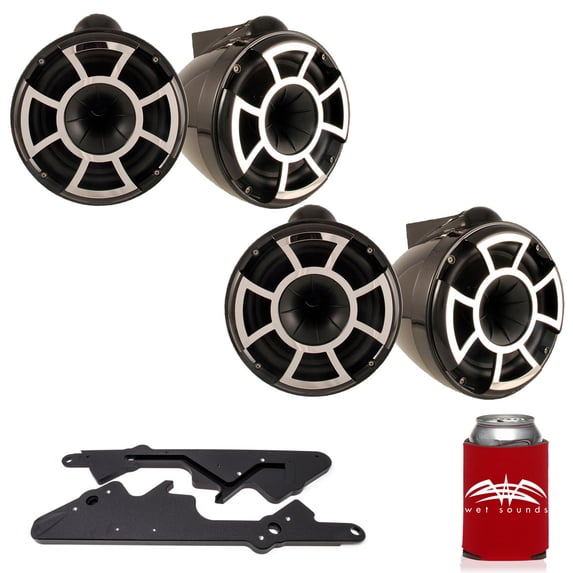Wet Sounds For Malibu G3 Tower System Two Pairs of REV10B-X 10" Black X-Mount Tower Speakers & Polished Adapters