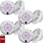 Wet Sounds - Four Pairs Of RECON 6 XW-W RGB LED Recon Series 6.5" 60-Watt RMS Coaxial Speakers With White XW Grilles